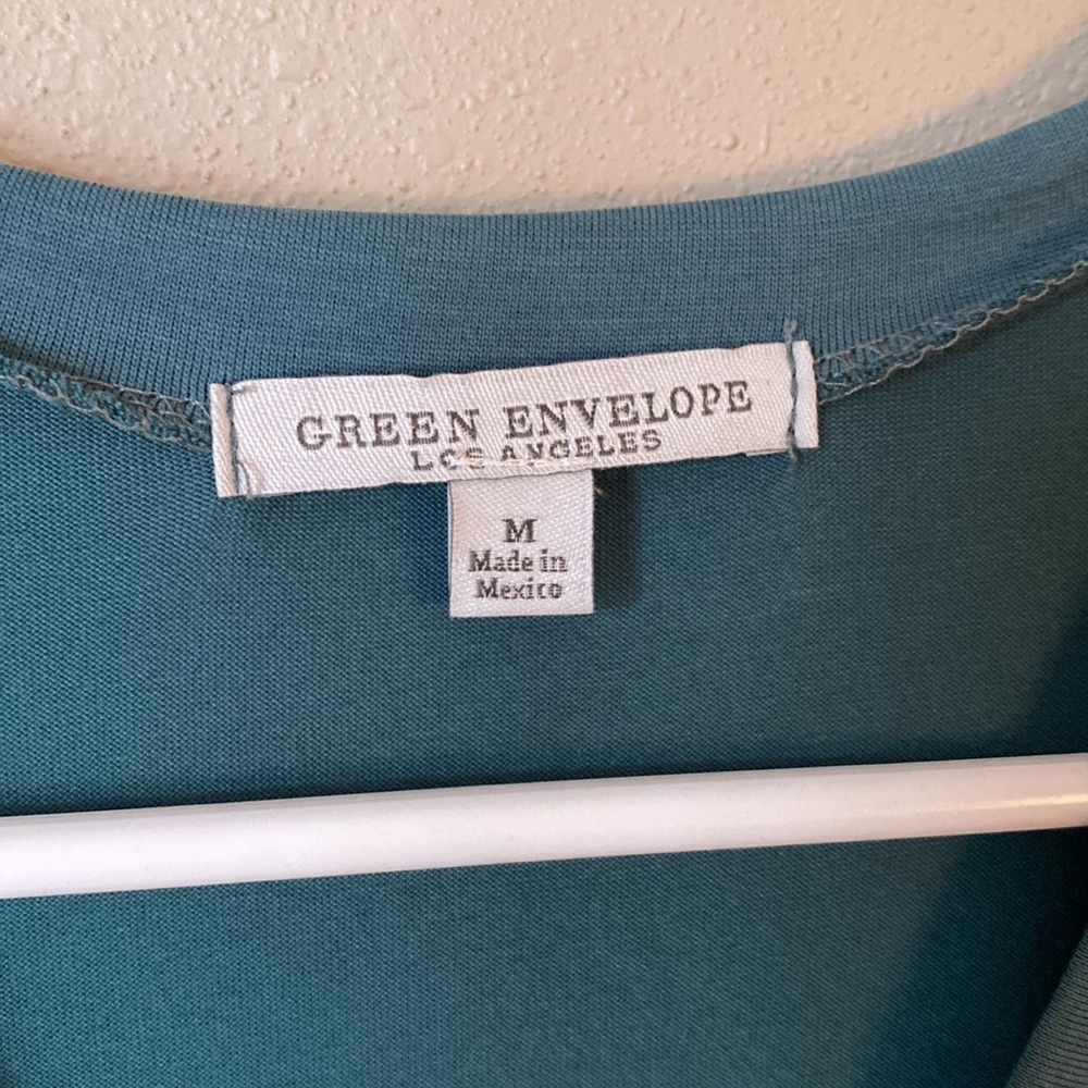 Green Envelope button down top M - Picture 2 of 6